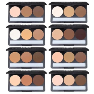 Custom Private Label No Logo 3 Shades Waterproof Sweat Proof Matte Contour Palette, Non-Caking Long Wear Facial Sculpting Makeup