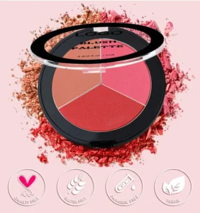 Custom Private Label No Logo 3-Shade Waterproof Sweat-Proof Blush Palette, Highly Pigmented Long-Lasting Natural Nude Facial Rouge