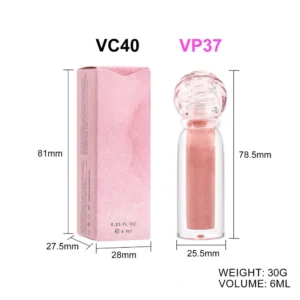 Custom Private Label 65 Shades Dual Effect Lip Gloss with Clear Round Cap, Hydrating Long Wear Plumping Lip Makeup