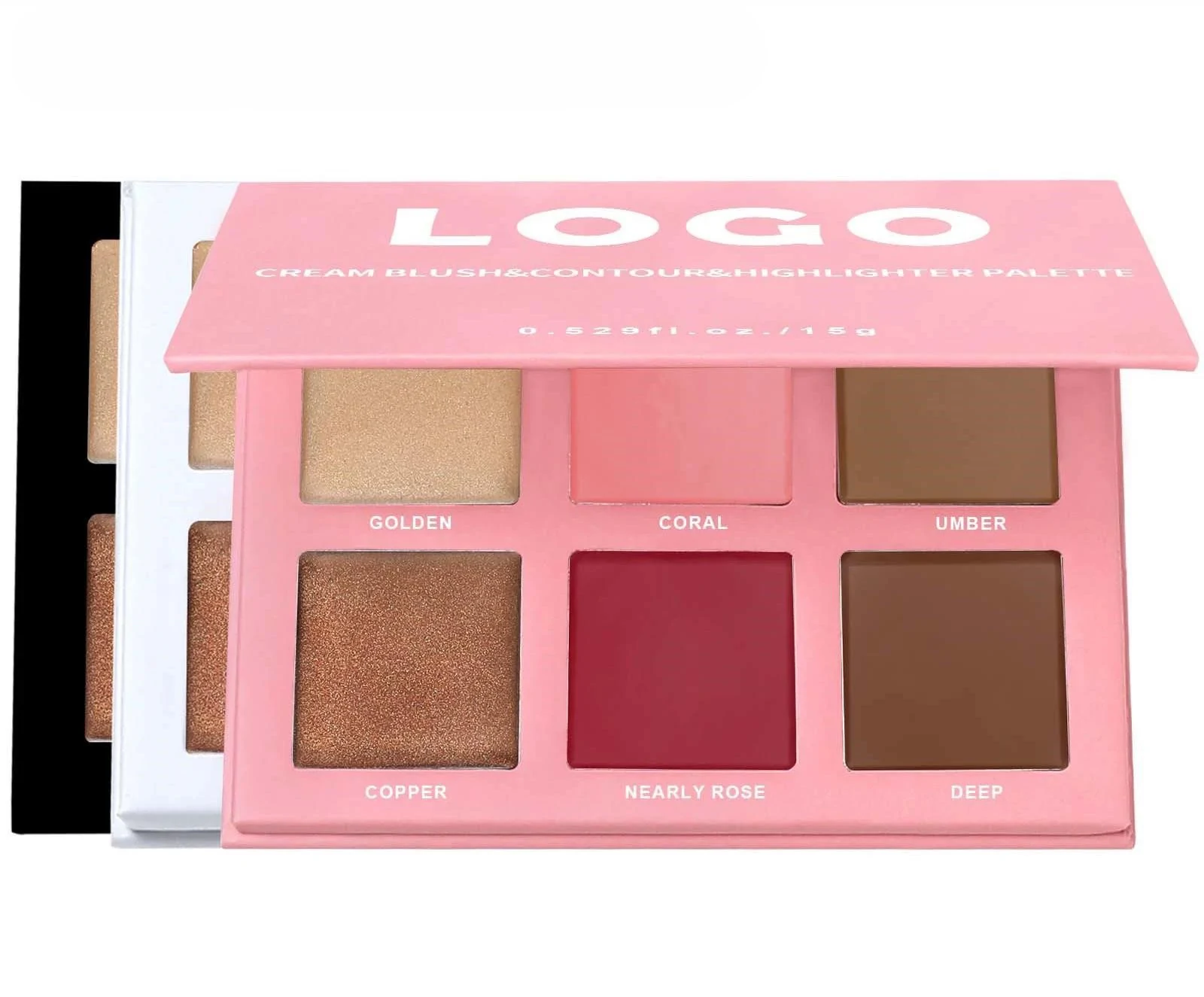 Custom Private Label No Logo 6 Shades Multi-use Blush Highlight Contour Cream Palette, Natural Nude Facial Sculpting Makeup