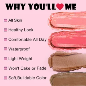 Custom Private Label No Logo 6 Shades Multi-use Blush Highlight Contour Cream Palette, Natural Nude Facial Sculpting Makeup