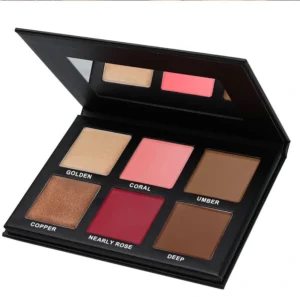 Custom Private Label No Logo 6 Shades Multi-use Blush Highlight Contour Cream Palette, Natural Nude Facial Sculpting Makeup
