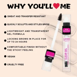 Custom Waterproof Smudge Proof Eyebrow Tint Pomade & Clear Setting Gel, Natural Wild Brow Long Lasting Styling Makeup