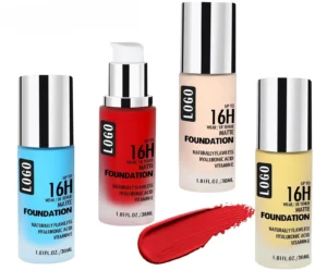 Private Label No Logo Custom Oil Control Colorful Liquid Foundation for Oily Skin, Non-Caking Transfer Resistant Concealing Base Makeup