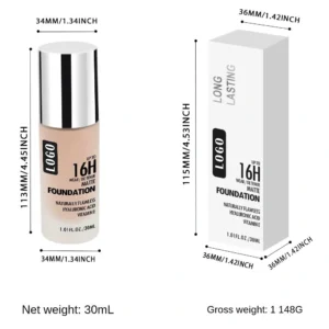 Private Label No Logo Custom Oil Control Colorful Liquid Foundation for Oily Skin, Non-Caking Transfer Resistant Concealing Base Makeup