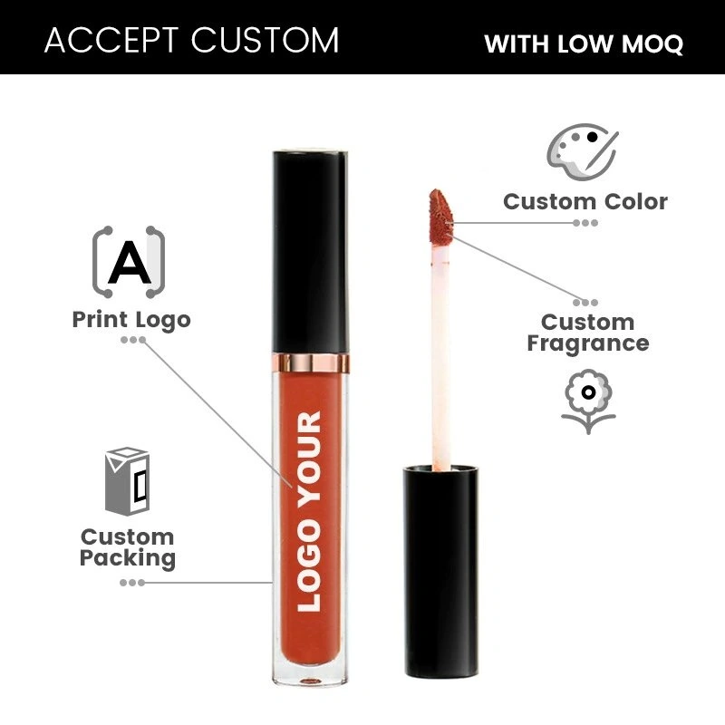 Custom DIY Private Label No Logo Velvet Matte Liquid Lip Gloss, Non Transfer Cup Proof Hydrating Plumping Lip Makeup
