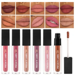 Custom DIY Private Label No Logo Velvet Matte Liquid Lip Gloss, Non Transfer Cup Proof Hydrating Long Wear Lip Makeup