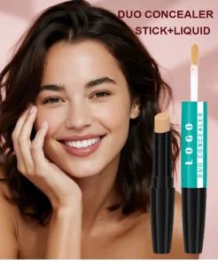 Custom Dual End Waterproof Concealer Stick & Liquid Concealer, Blemish Covering Non-Caking Transfer Resistant Long Wear Facial Makeup