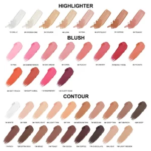 Private Label No Logo Customizable Dual End Waterproof Contour Highlight Blush Stick, Fine Glitter Nose Shadow Brightening Concealing Makeup