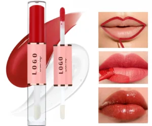 Custom Private Label No Logo Dual-ended Peel Off Matte Lip Gloss & Mirror Lip Oil, Long Wear Non-transfer Tinted Lip Makeup