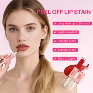 Custom Private Label No Logo Dual-ended Peel Off Matte Lip Gloss & Mirror Lip Oil, Long Wear Non-transfer Tinted Lip Makeup