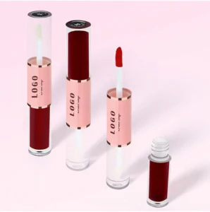 Custom Private Label No Logo Dual-ended Peel Off Matte Lip Gloss & Mirror Lip Oil, Long Wear Non-transfer Tinted Lip Makeup