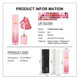 Custom DIY Private Label No Logo Mirror Glossy & Velvet Matte Dual Texture Hydrating Lip Gloss