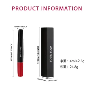 Custom Dual-ended Matte Non-transfer Liquid Lipstick, Long Lasting Cup Proof Fade Resistant Lip Gloss