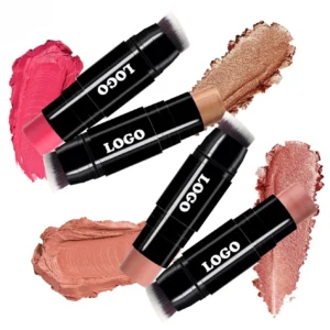 Custom Private Label No Logo Dual-ended Waterproof Blush Stick, Highly Pigmented 3D Facial Brightening Rouge Makeup