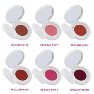 Custom Private Label No Logo Matte Cushion Blush in Expanding Shade, Non-Caking Highly Pigmented Long-Lasting Natural Nude Makeup