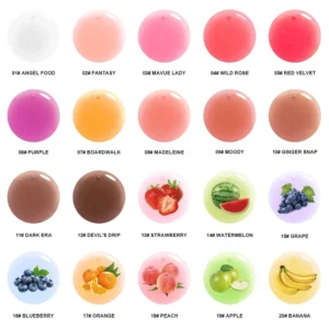 Custom Private Label No Logo Fruit Flavored Mirror Plumping Lip Oil, Hydrating Brightening Dewy Dudu Lips Nourishing Lip Gloss