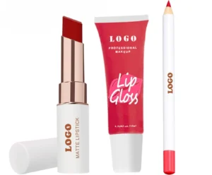 Custom 3 In 1 Matte Lipstick Hydrating Lip Gloss & Lip Liner Complete Long Wear Lip Makeup Kit
