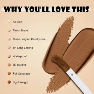 Custom Matte Liquid Concealer, Blemish Spot Dark Circle Tattoo Covering Non-Caking Long Wear Facial Base Makeup