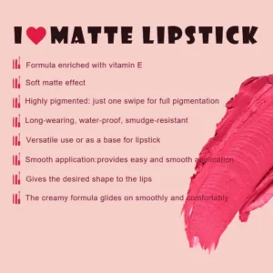 Custom Golden Matte Lipstick, 3D Natural Finish Non-transfer Long Lasting Cup Proof Lip Makeup