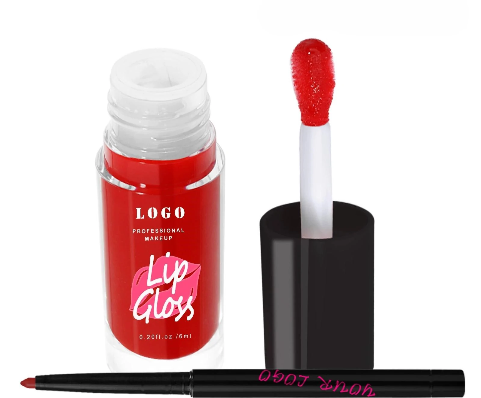 Custom Mirror Hydrating High Pigment Lip Gloss & Waterproof Lip Liner Long Wear Non-Transfer Lip Makeup Kit