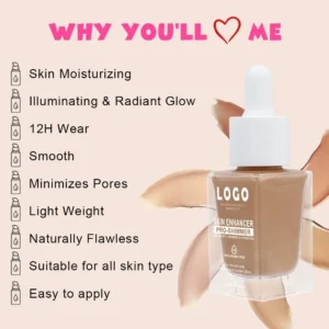 Private Label No Logo Custom Hydrating Shimmer Brightening Face Primer, Pore-Minimizing Non-Caking Skin Tone Correcting Base