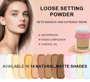 Custom Private Label No Logo Waterproof Oil-Control Matte Loose Setting Powder, Non-Caking Transfer-Resistant Long-Lasting Facial Finishing Makeup