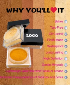 Custom Large Capacity Waterproof Oil Control Loose Setting Powder, Non-caking Brightening Long Wear Finishing Makeup