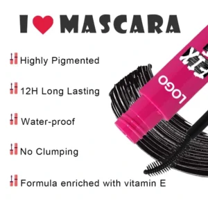 Custom Private Label No Logo Waterproof Smudge Resistant Mascara, Lengthening Curling Volumizing Long Wear Eyelash Makeup