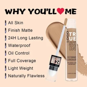 Private Label No Logo Custom Matte Liquid Concealer, Blemish Spot Tattoo Dark Circle Covering Non-Caking Full Coverage Facial Makeup