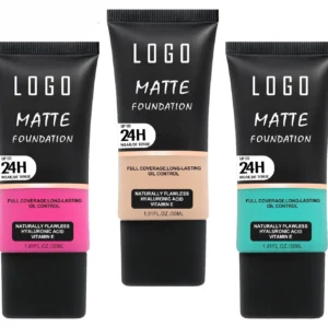 Custom Private Label No Logo Matte Foundation for Oily Skin, Non-Caking Transfer Resistant Full Coverage Concealing Stage Base Makeup