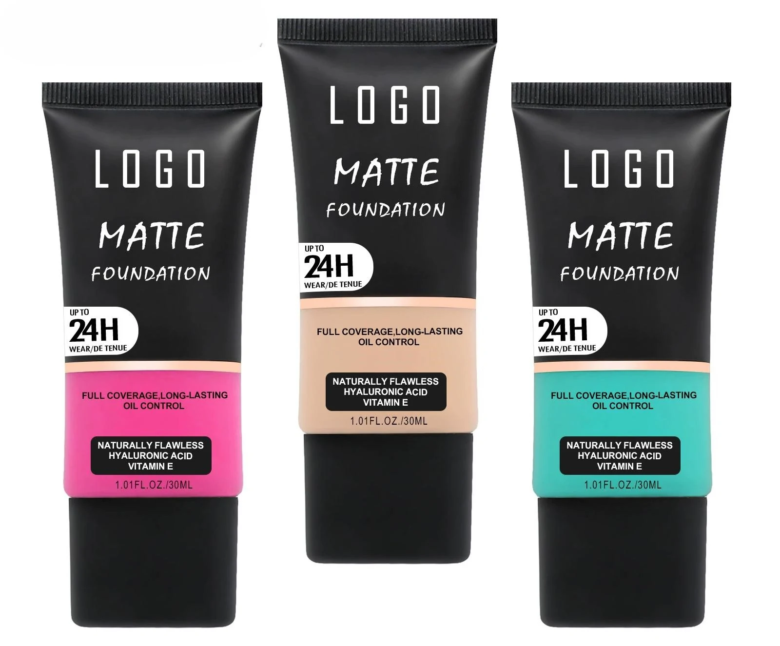 Custom Private Label No Logo Matte Foundation for Oily Skin, Non-Caking Transfer Resistant Full Coverage Concealing Stage Base Makeup
