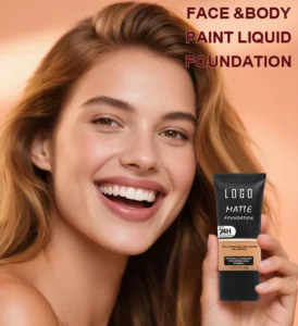 Custom Private Label No Logo Matte Foundation for Oily Skin, Non-Caking Transfer Resistant Full Coverage Concealing Stage Base Makeup