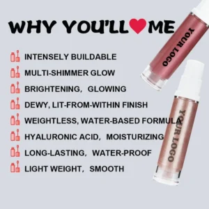 Custom Non-caking Liquid Highlighter, Matte Shimmer Fine Glitter Dewy Skin Facial Brightening Contour Makeup