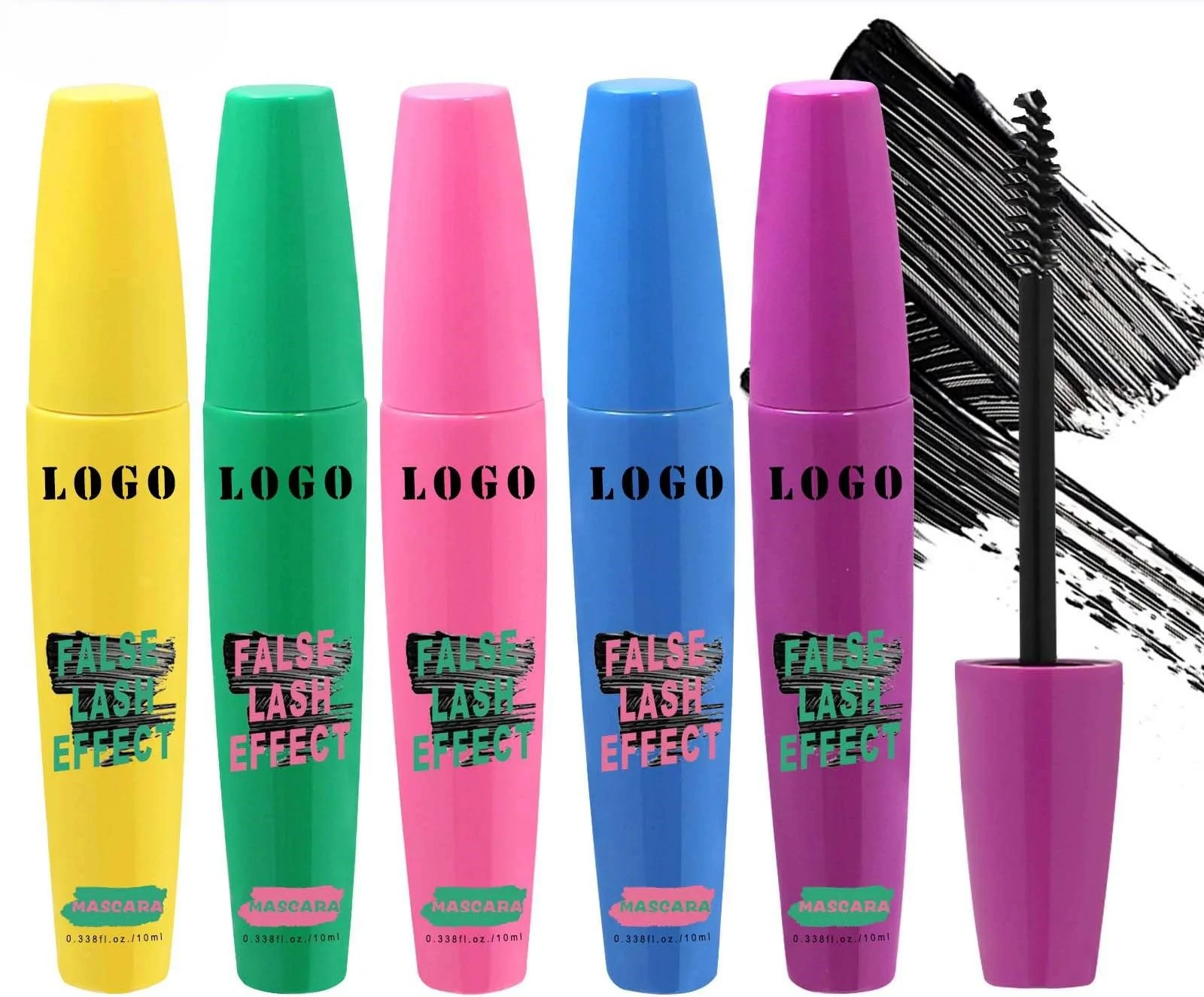 Private Label No Logo Custom Waterproof Smudge-Proof Mascara, Lengthening Curling Volumizing Nourishing Long-Lasting Eyelash Makeup
