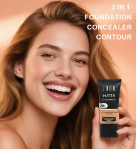Private Label No Logo Custom Oil Control Matte Liquid Foundation for Oily Skin, Non-Caking Transfer Resistant Full Coverage Concealing Base Makeup