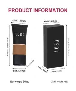 Private Label No Logo Custom Oil Control Matte Liquid Foundation for Oily Skin, Non-Caking Transfer Resistant Full Coverage Concealing Base Makeup