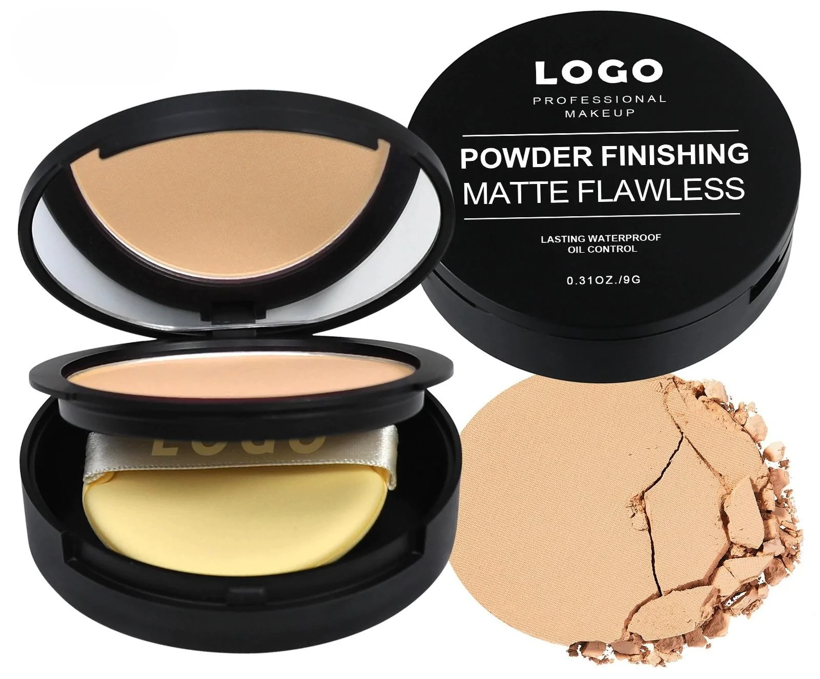 Custom Private Label No Logo Matte Oil Control Pressed Setting Powder, Non-Caking Concealing Long Lasting Touch Up Contour Makeup