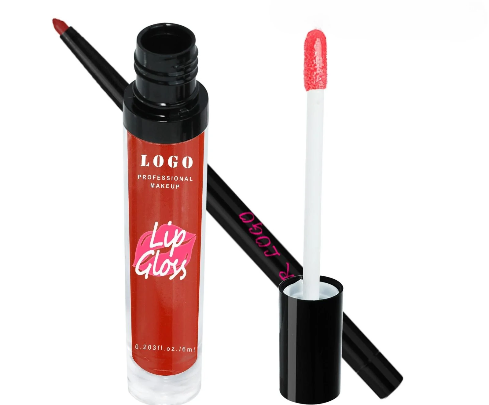 Custom Private Label No Logo 2 In 1 Mirror Hydrating Lip Gloss & Lip Liner Long Wear Non-Transfer Lip Makeup Set