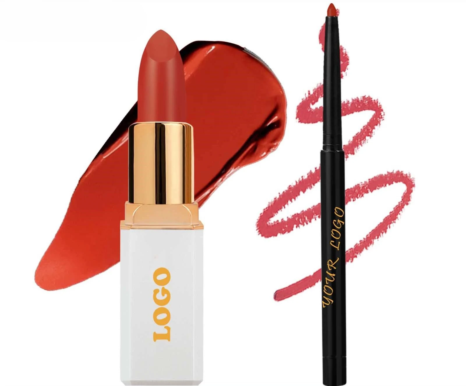 Custom Private Label No Logo 2 In 1 Hydrating Lipstick & Lip Liner Long Wear Non-Transfer Lip Makeup Kit
