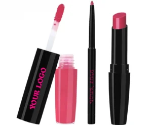 Custom Private Label No Logo Mirror Hydrating Lipstick & Lip Liner Set, Non-Transfer Long-Lasting Complete Lip Makeup Kit