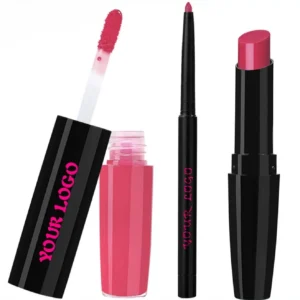 Custom Private Label No Logo Mirror Hydrating Lipstick & Lip Liner Set, Non-Transfer Long-Lasting Complete Lip Makeup Kit