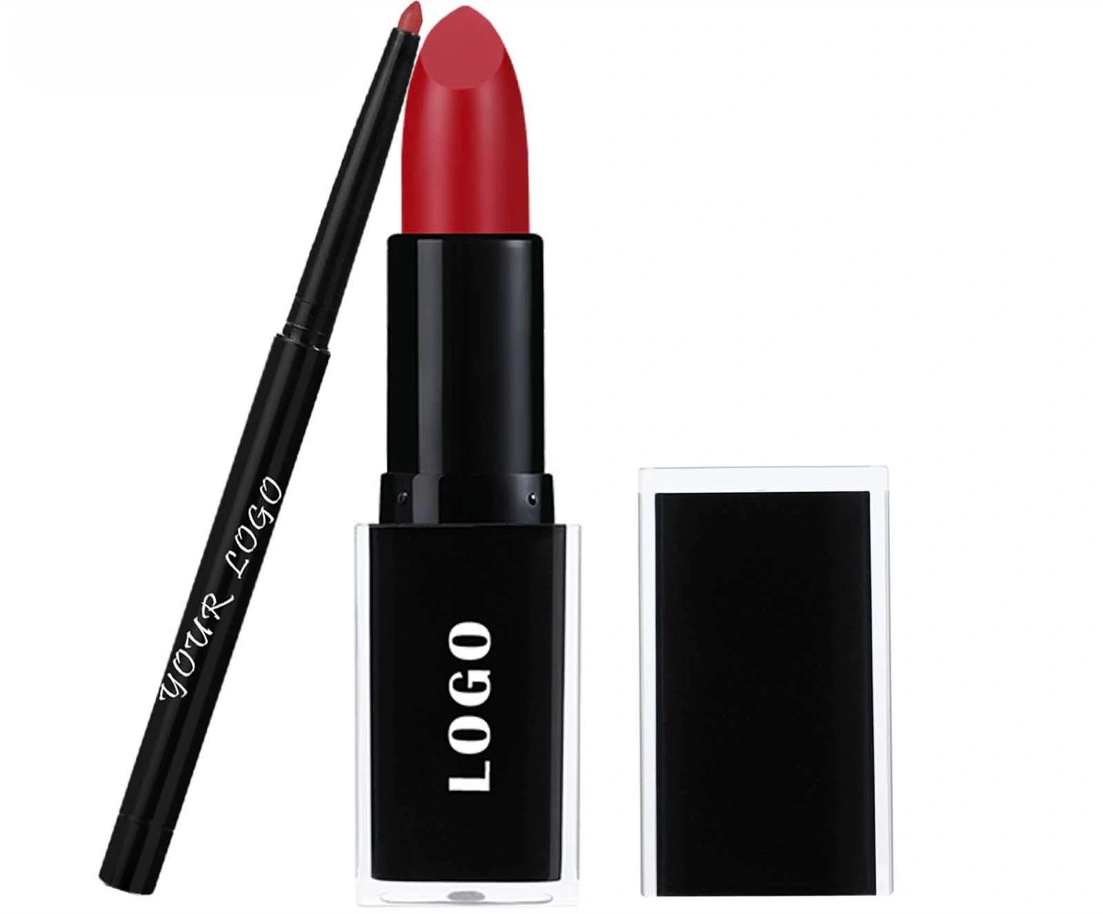 Custom Private Label No Logo Mirror Hydrating Lipstick & Lip Liner Long Wear Non-Transfer Lip Makeup Set