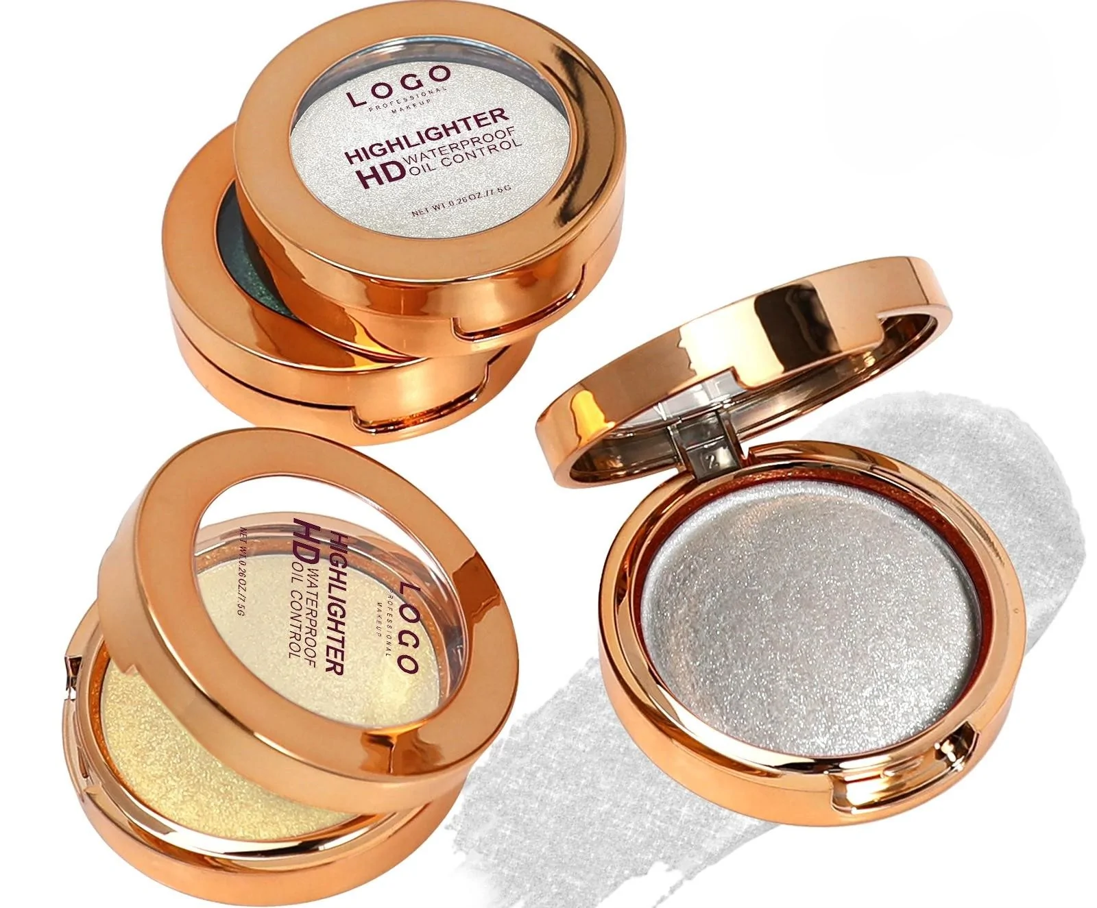 Private Label No Logo Custom Shimmer Cream Highlighter, Non-Caking Long Lasting Facial Brightening Sculpting Makeup