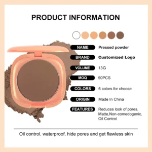 Custom Private Label No Logo High Quality Pressed Contour Powder, Concealing Oil Control Long Lasting Setting Face Makeup