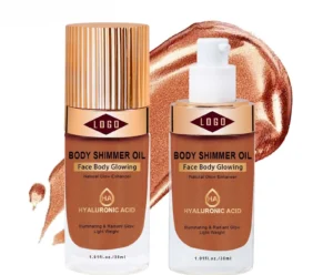 Private Label No Logo Custom Shimmer Dewy Highlighter Oil, Fine Glitter Brightening Liquid for Face & Body Radiant Makeup