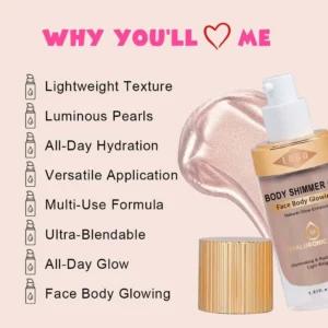 Private Label No Logo Custom Shimmer Dewy Highlighter Oil, Fine Glitter Brightening Liquid for Face & Body Radiant Makeup