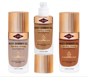 Private Label No Logo Custom Shimmer Dewy Highlighter Oil, Fine Glitter Brightening Liquid for Face & Body Radiant Makeup