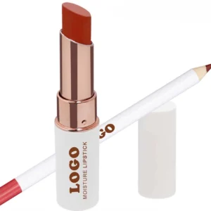 Custom Waterproof Color Lock Shimmer Hydrating Lipstick & Lip Liner Long Wear Lip Makeup Set
