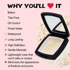 Private Label No Logo Custom Waterproof Matte Loose Setting Powder, Oil Control Non-Caking Long Wear Face Finishing Powder